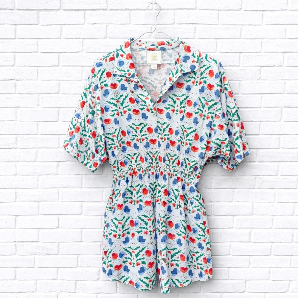 Emily McCarthy Shirt Dress Large Floral Feminine Romantic